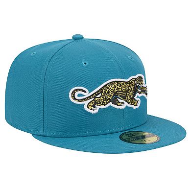 Men's New Era Teal Jacksonville Jaguars Throwback Crawl Omaha 59FIFTY Fitted Hat