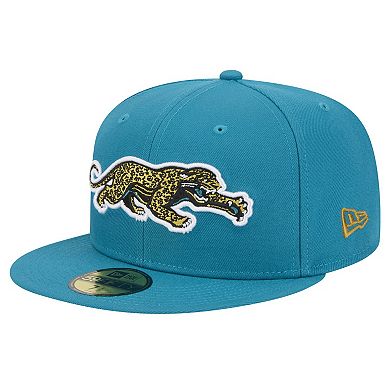 Men's New Era Teal Jacksonville Jaguars Throwback Crawl Omaha 59FIFTY Fitted Hat