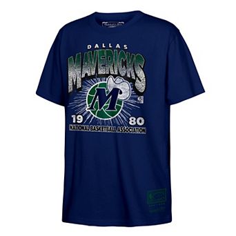 Men's Mitchell & Ness Navy Dallas Mavericks Hardwood Classics Vintage Hoopster T-Shirt