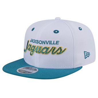 Men's New Era White/Teal Jacksonville Jaguars Throwback Sparky Original Fit 9FIFTY Snapback Hat