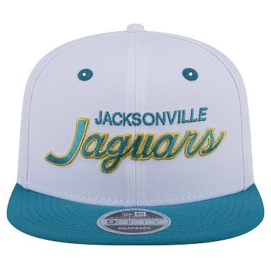 Men's New Era White/Teal Jacksonville Jaguars Throwback Sparky Original Fit 9FIFTY Snapback Hat