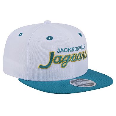 Men's New Era White/Teal Jacksonville Jaguars Throwback Sparky Original Fit 9FIFTY Snapback Hat