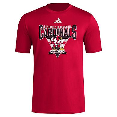 Men's adidas Red Louisville Cardinals 2024 Locker Trilateral Pre-Game T-Shirt