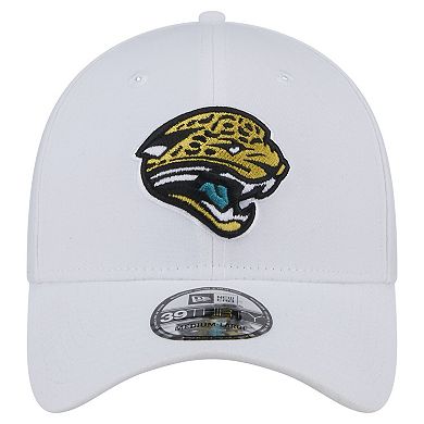 Men's New Era White Jacksonville Jaguars Throwback Iced 39THIRTY Flex Hat