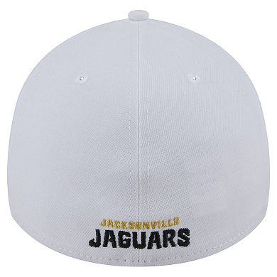 Men's New Era White Jacksonville Jaguars Throwback Iced 39THIRTY Flex Hat