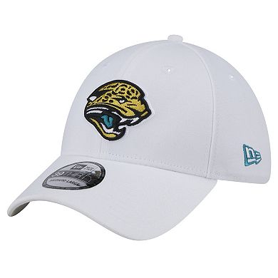 Men's New Era White Jacksonville Jaguars Throwback Iced 39THIRTY Flex Hat