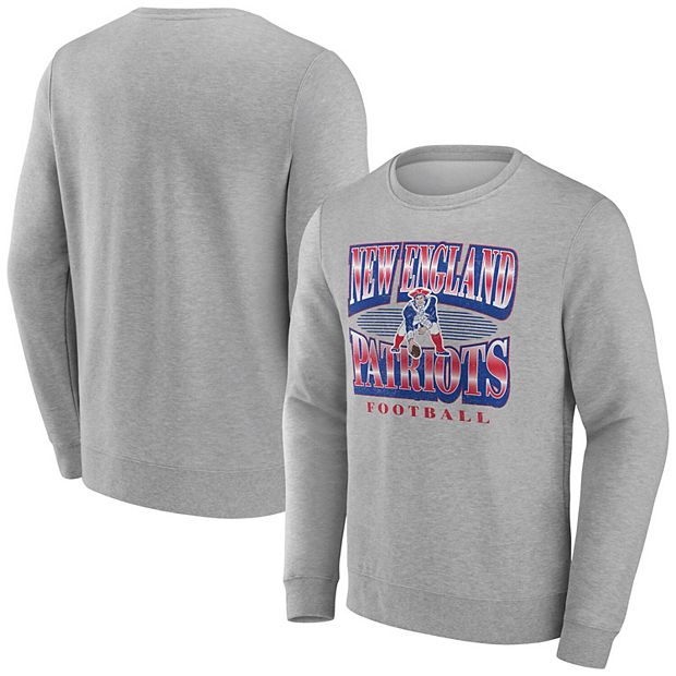 Men s Fanatics Heather Gray New England Patriots Chance Throwback Fleece Pullover Sweatshirt