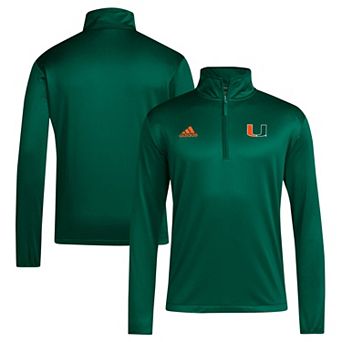 Men's adidas Green Miami Hurricanes 2024 Coaches Sideline Quarter-Zip Top