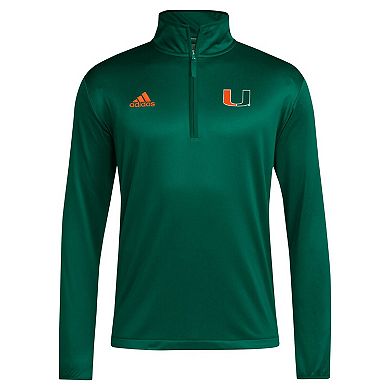 Men's adidas Green Miami Hurricanes 2024 Coaches Sideline Quarter-Zip Top