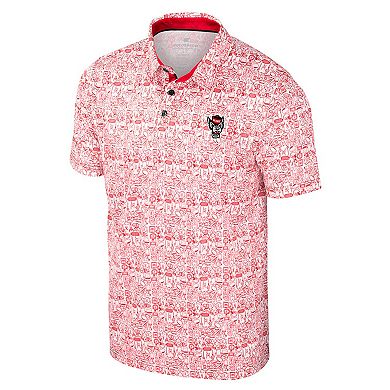 Men's Colosseum Red NC State Wolfpack It's Time! Allover Print Polo