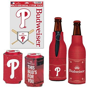 WinCraft Philadelphia Phillies MLB x Budweiser Can Cooler, Bottle Cooler & Decal Pack
