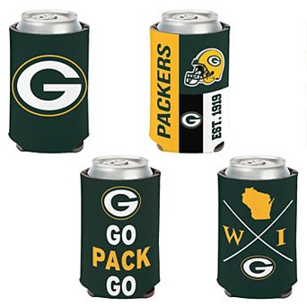 WinCraft Green Bay Packers 4-Pack 12oz. Can Cooler Set