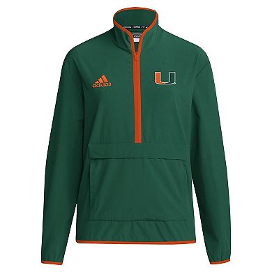Men's adidas Green Miami Hurricanes 2024 Coaches Sideline Half-Zip Jacket