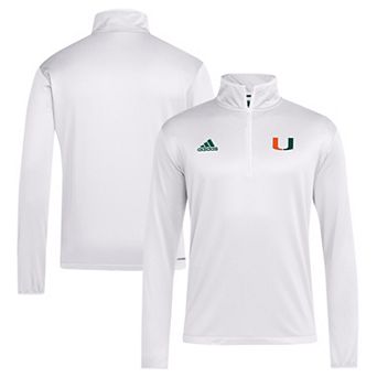 Men's adidas White Miami Hurricanes 2024 Coaches Sideline Quarter-Zip Top