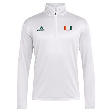 Men's adidas White Miami Hurricanes 2024 Coaches Sideline Quarter-Zip Top