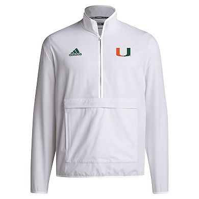 Men's adidas White Miami Hurricanes 2024 Coaches Sideline Half-Zip Jacket