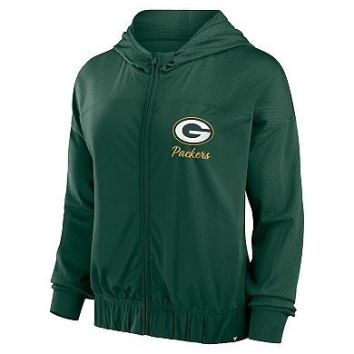 Women's Fanatics Green Green Bay Packers Script Lock Full-Zip Hoodie