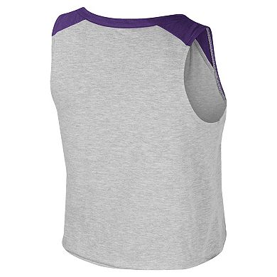 Women's Colosseum x Wrangler Heather Gray LSU Tigers Vintage Muscle Cropped T-Shirt