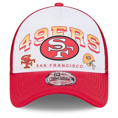 Men's New Era White/Scarlet San Francisco 49ers Retro Wordmark A-Frame 9FORTY Adjustable Hat