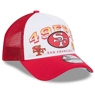 Men's New Era White/Scarlet San Francisco 49ers Retro Wordmark A-Frame 9FORTY Adjustable Hat