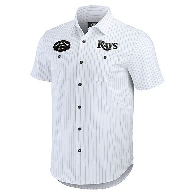 Men's Darius Rucker Collection by Fanatics White Tampa Bay Rays Pin Stripe Short Sleeve Button-Up Shirt