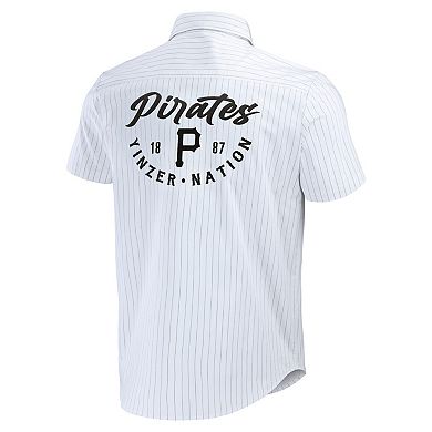 Men's Darius Rucker Collection by Fanatics White Pittsburgh Pirates Pin Stripe Short Sleeve Button-Up Shirt