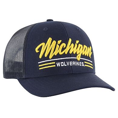 Men's '47 Navy Michigan Wolverines Garner Trucker Adjustable Hat