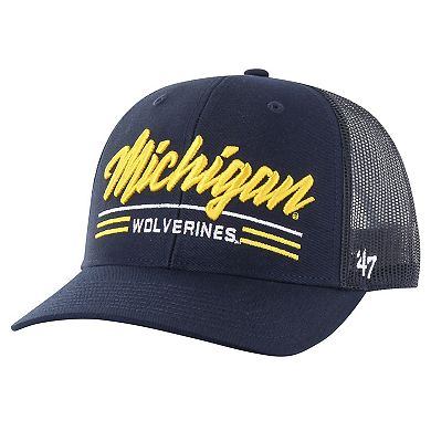 Men's '47 Navy Michigan Wolverines Garner Trucker Adjustable Hat