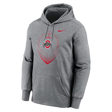 Men's Nike Heather Gray Ohio State Buckeyes Football Icon Performance Fleece Pullover Hoodie