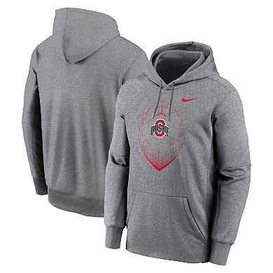 Men's Nike Heather Gray Ohio State Buckeyes Football Icon Performance Fleece Pullover Hoodie