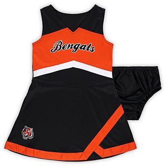 Girls Preschool Black Cincinnati Bengals Two-Piece Cheer Captain Jumper Dress with Bloomers Set