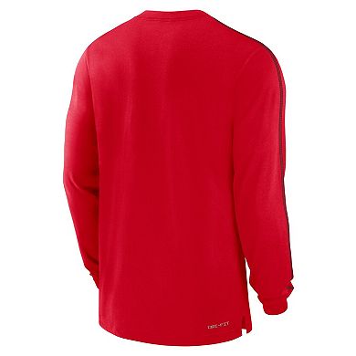 Men's Nike Scarlet Ohio State Buckeyes 2024 Sideline Player Tri-Blend Performance Long Sleeve T-Shirt
