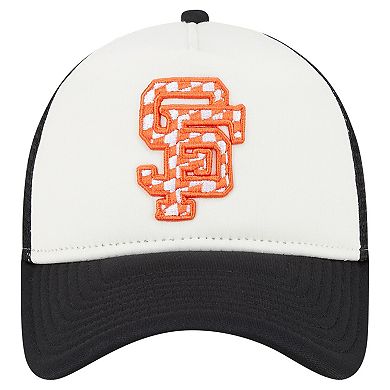 Men's New Era White/Black San Francisco Giants Checkered Flag A-Frame Trucker 9FORTY Adjustable Hat