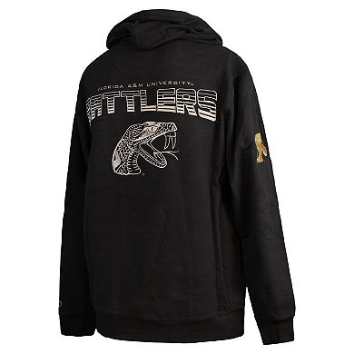 Men's FISLL Black Florida A&M Rattlers Puff Print Sliced Pullover Hoodie