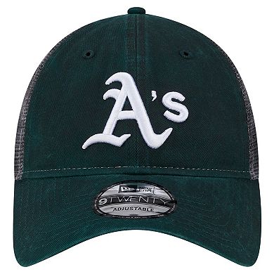 Men's New Era Green Athletics Team Slick Trucker 9TWENTY Adjustable Hat