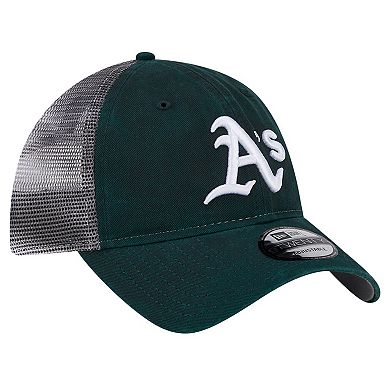 Men's New Era Green Athletics Team Slick Trucker 9TWENTY Adjustable Hat