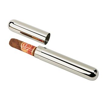 Stainless Steel Cigar Tube With Black Pouch