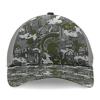 Men's Top of the World Camo Michigan State Spartans OHT Military Appreciation Pledge Trucker Camo Adjustable Hat