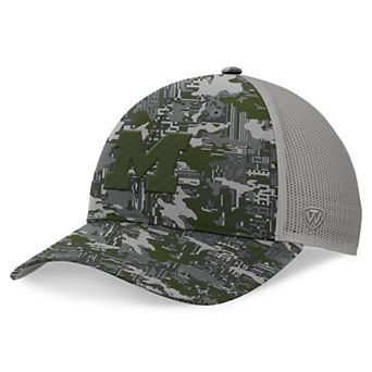 Men's Top of the World Gray Michigan Wolverines OHT Military Appreciation Pledge Trucker Camo Adjustable Hat