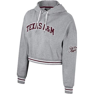 Women's The Wild Collective Heather Gray Texas A&M Aggies Cropped Shimmer Pullover Hoodie