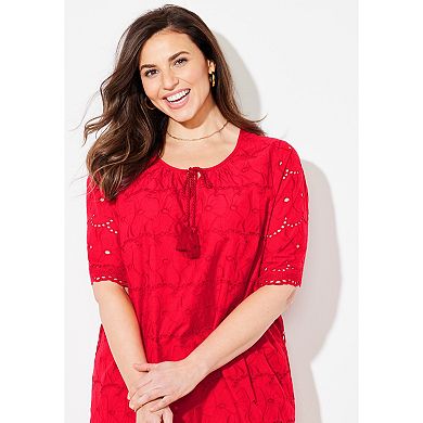 Catherines Women's Plus Size Harborview Eyelet Top