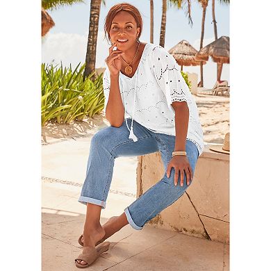 Catherines Women's Plus Size Harborview Eyelet Top