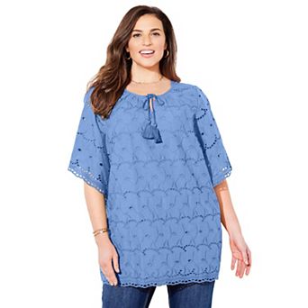Catherines Women's Plus Size Harborview Eyelet Top