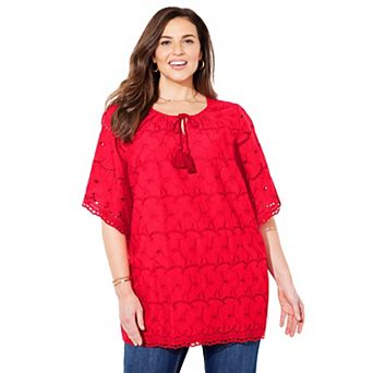 Catherines Women's Plus Size Harborview Eyelet Top