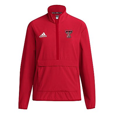 Men's adidas Red Texas Tech Red Raiders 2024 Coaches Sideline Long Sleeve Quarter-Zip Top
