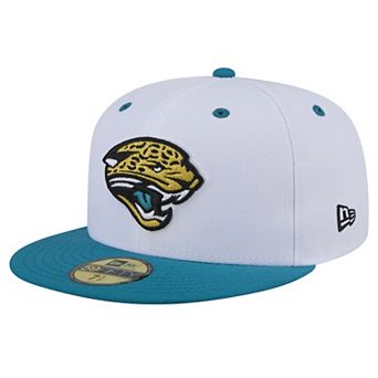 Men's New Era White/Teal Jacksonville Jaguars Throwback Logo Flipside Two-Tone 59FIFTY Fitted Hat
