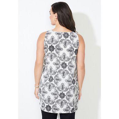 Catherines Women's Plus Size Breezeway Georgette High-low Tunic Tank