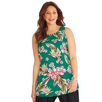 Catherines Women's Plus Size Breezeway Georgette High-low Tunic Tank