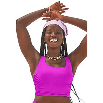 Swimsuits for All Women's Cropped Racerback Tankini Top