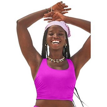 Swimsuits for All Women's Cropped Racerback Tankini Top